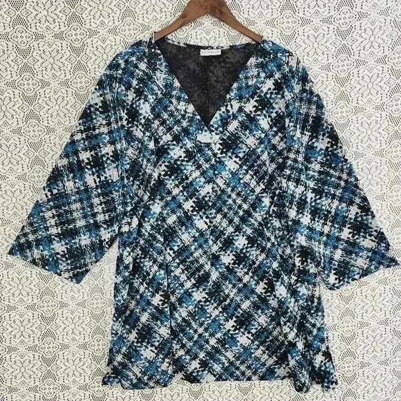 Catherines printed v neck pullover women's blouse 4X - Picture 1 of 8